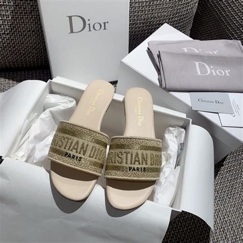 christian dior gold slides